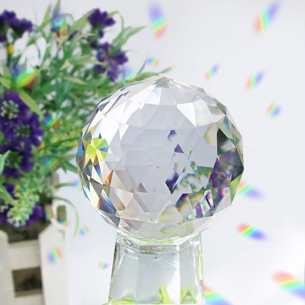 Clear Glass Crystal Ball Prism Suncatcher Rainbow Maker, Sphere Faceted Gazing Ball for Window, Feng Shui