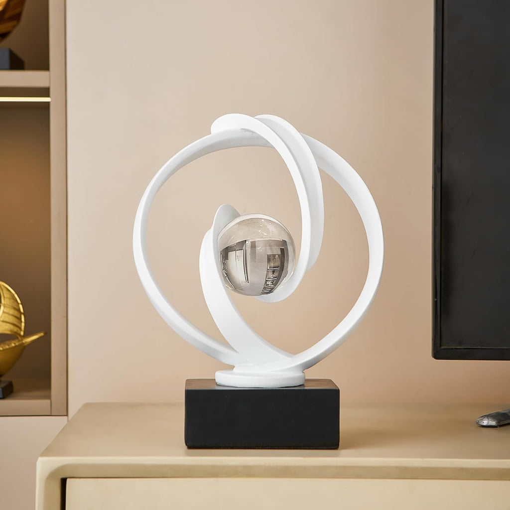 White Statue Decor , Abstract Art Sculptures Home Décor Accents for Coffee Table TV Stand Bookshelf, Resin