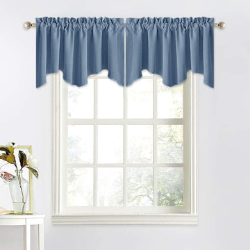 Window Blackout Valances, Elegant Scalloped Curtain Valances Room Darkening Draperies Window Topper for Living
