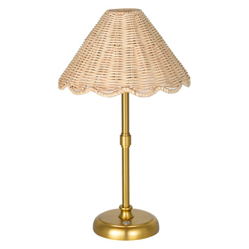 Cordless Boho Rattan Table lamp, 5200-mAh Rechargeable Battery, 3-level Brightness Dimmable, Build-in Integrated LED