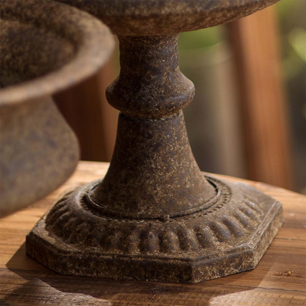 Vintage Pedestal Urn Planter,Rustic Brown | Antique Style Design, Indoor & Outdoor Use, Hexagonal Base, Succulent &