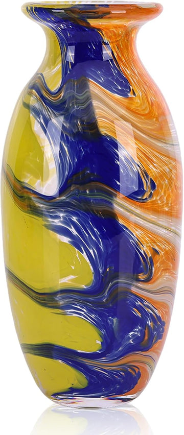 Hand Blown Glass vase, Colorful Decorative vase, Modern Glass Art Piece, Perfect Coffee Tables, Dining Table