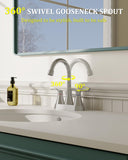 Brushed Nickel Bathroom Faucet 3 Hole, Evolvegoods 4 Inch Stainless Steel Bathroom Sink Faucet