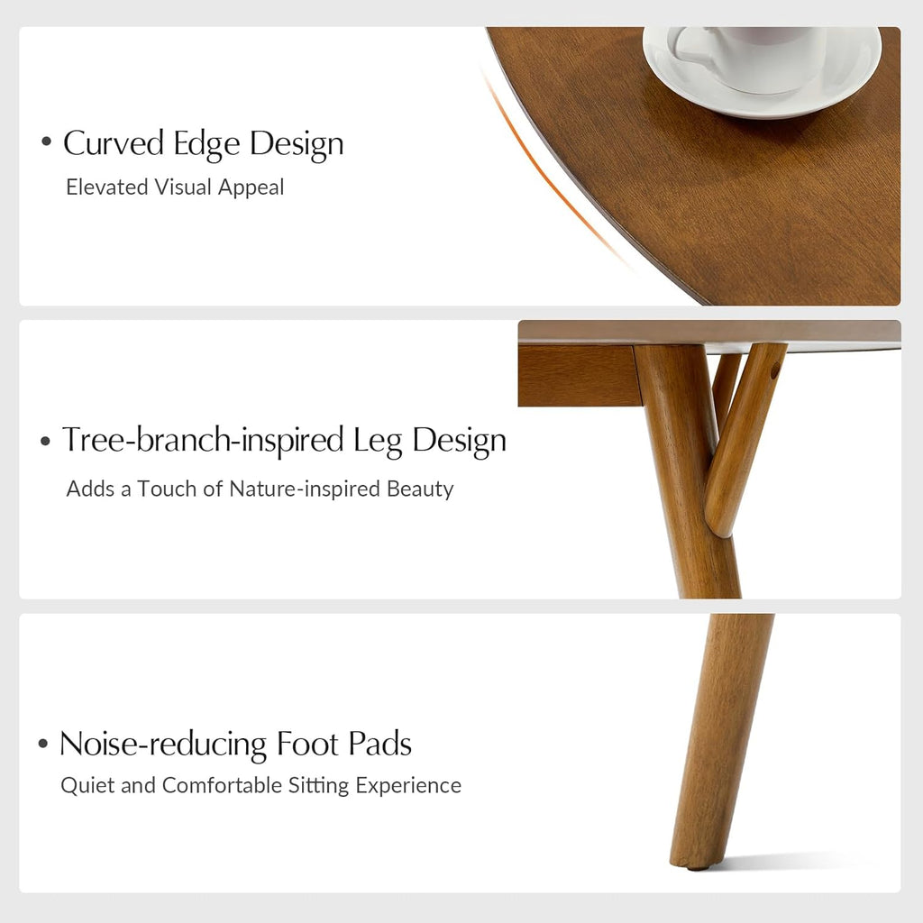 Round Dining Table for 4, 45” Solid Wood Kitchen Dining Room Table, Small Dinner Coffee Writing Table for Kitchen