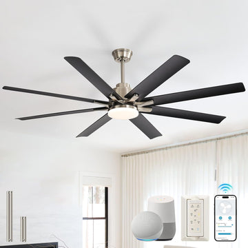 Smart Ceiling Fans with Lights, 52'' Ceiling Fan with Light and Remote, Work with Alexa/Google