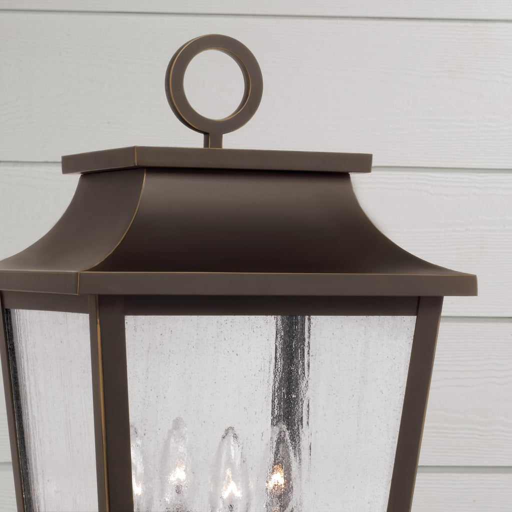 Chandler Transitional Antiqued Glass Outdoor Post Lantern, 4-Light 240 Total Watts, 24" H x 12" W, Oiled Bronze