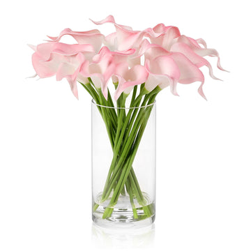 Real Touch Calla Lily Artificial Flowers in Vase, Faux Floral Arrangements with Vase and Fake Water Decor Dining