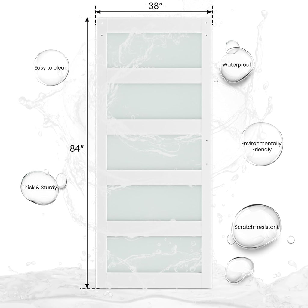 38 x 84 in Glass Barn Door with 6.6FT Sliding Hardware Kit & Handle, Pre-Drilled Ready to Assemble, 