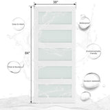 38 x 84 in Glass Barn Door with 6.6FT Sliding Hardware Kit & Handle, Pre-Drilled Ready to Assemble, 
