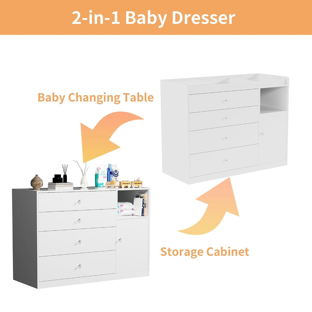 47.2" Diaper Changing Tables Changing Station Nursery Organizer