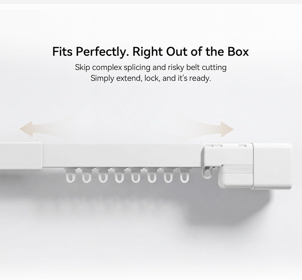 M1 No-Cut Telescopic Motorized Curtain Track, Apple Home Certified Matter Smart Curtain System, Works with