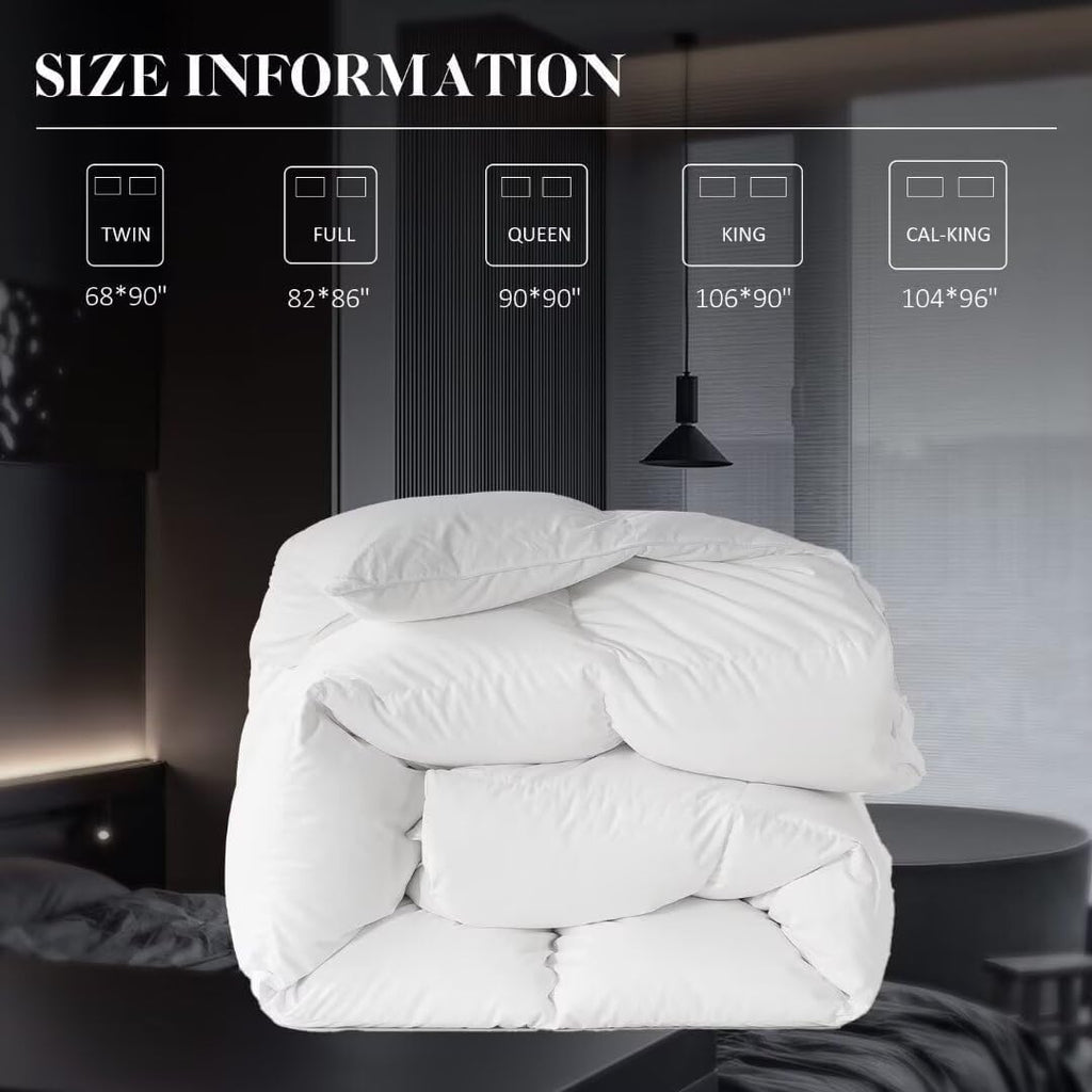 Feather Down Fiber Comforter King, All Season White Down Feather Duvet Insert