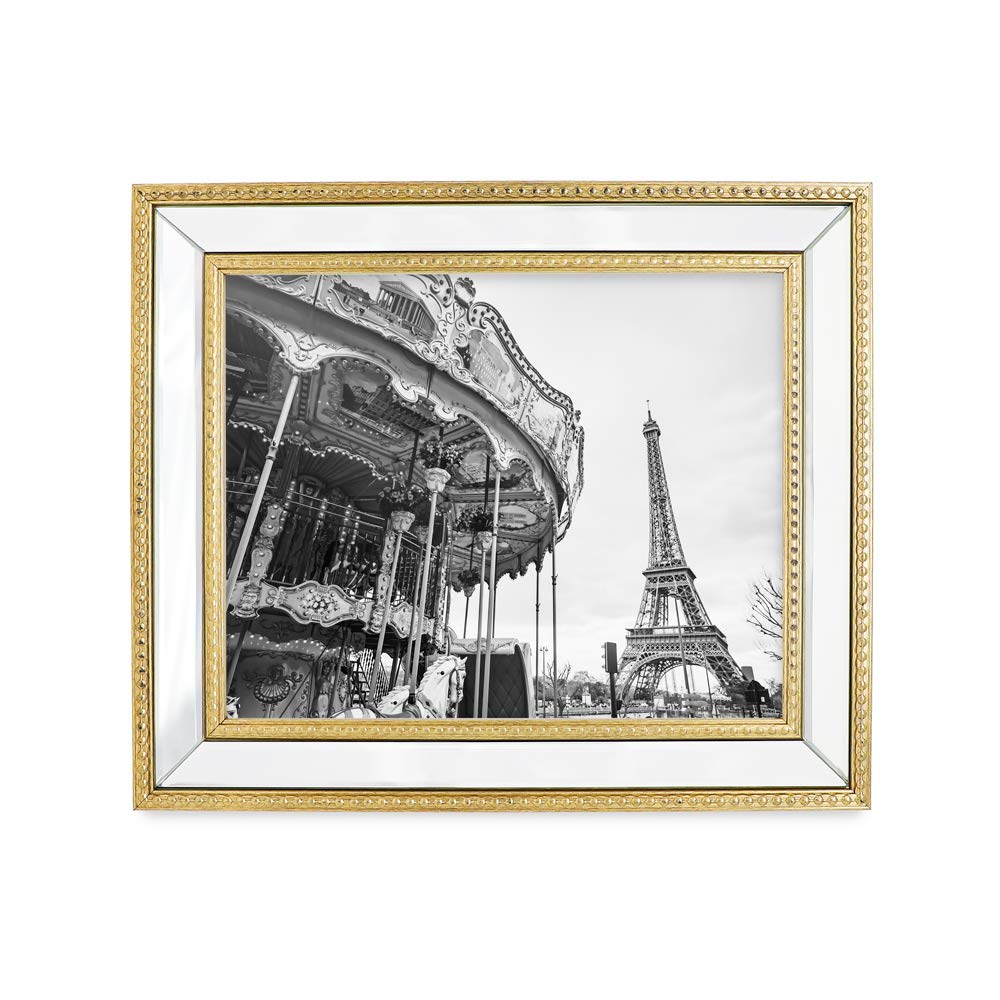 Jacobs 8x10 Gold Mirror Bead Picture Frame - Classic Mirrored Frame with Dotted Border Made for Wall Display