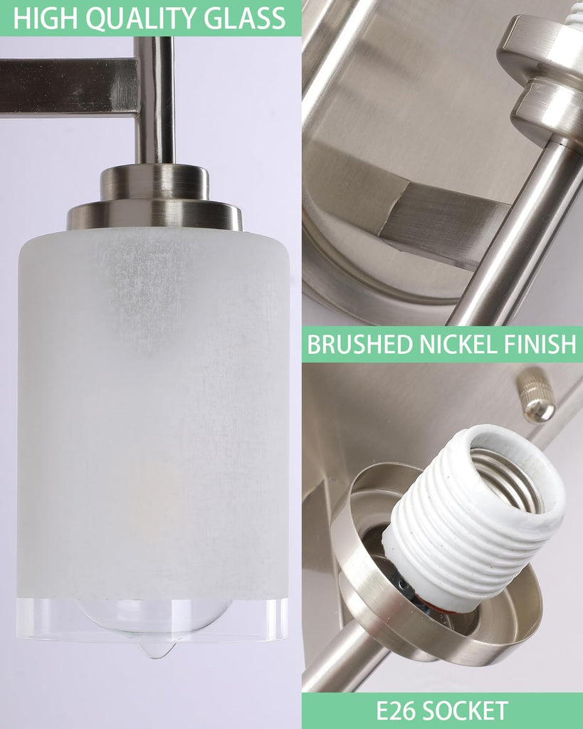Sconces Wall Lighting Set of Two, Bathrooom Glass Vanity Light | Brushed Nickel Finish, 2 Pack, Frosted Glass Shade