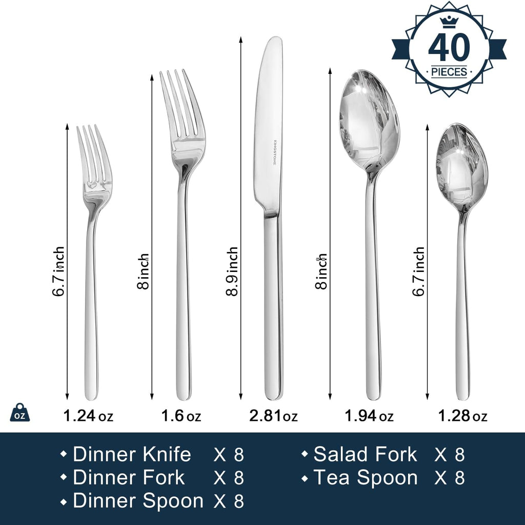 40-Piece Silverware Set, Flatware Set for 8