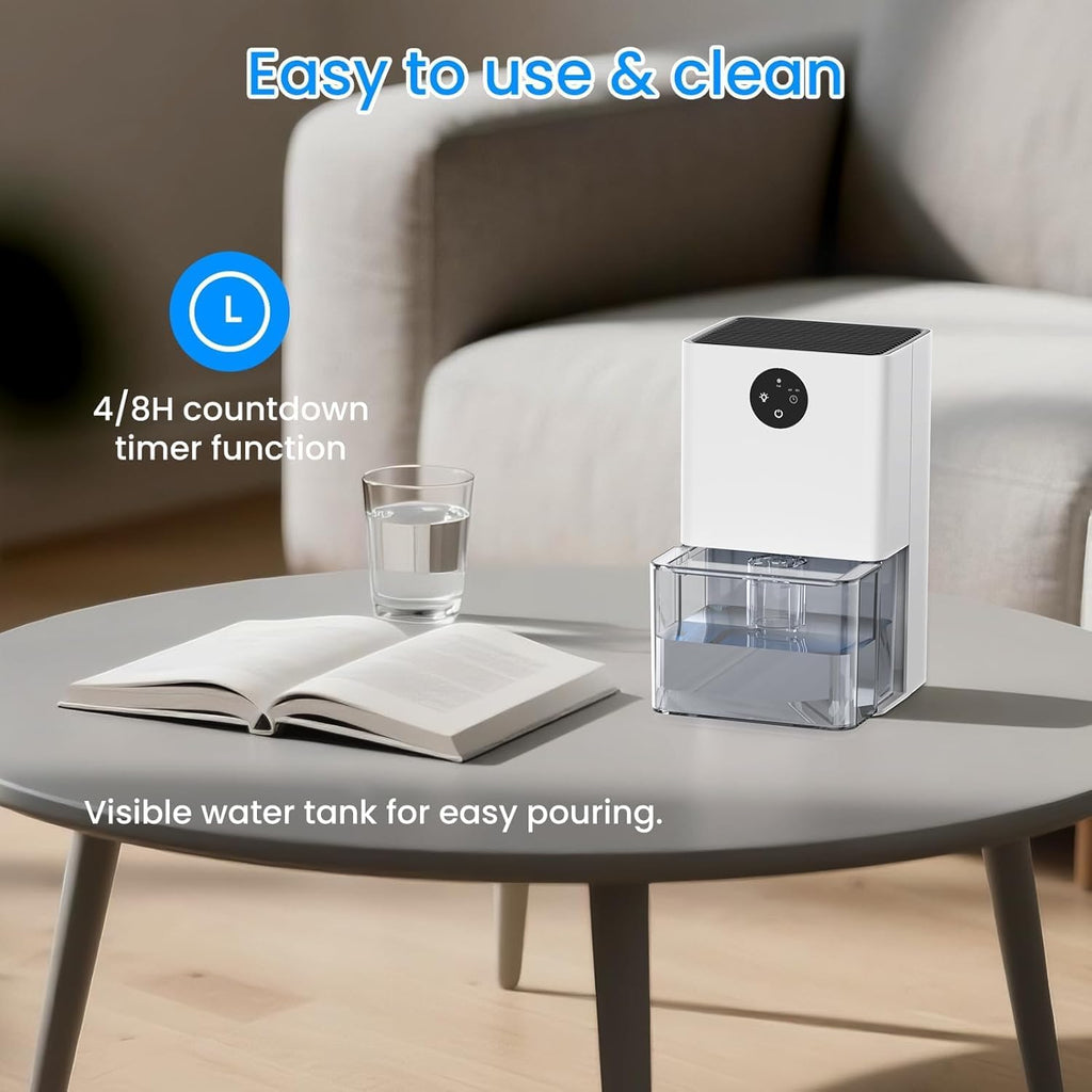 Dehumidifier, 1500ML (50 OZ) Small Dehumidifier for Home (300 Sq. Ft), Quiet with Auto Shut Off