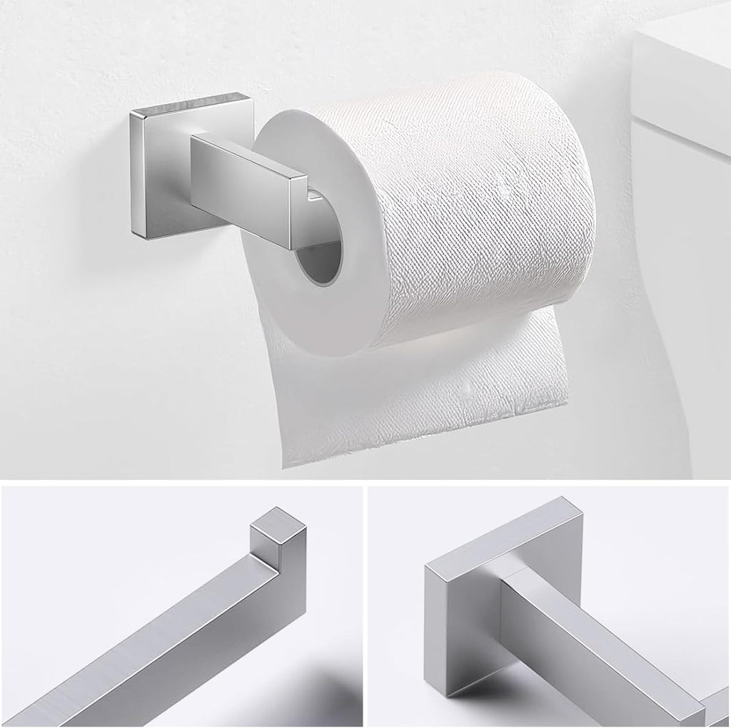 5 Piece Towel Bar Set - 15.7 Inch Bath Towel Holder - Brushed Nickel | Stainless Steel Towel Racks Wall Mounted