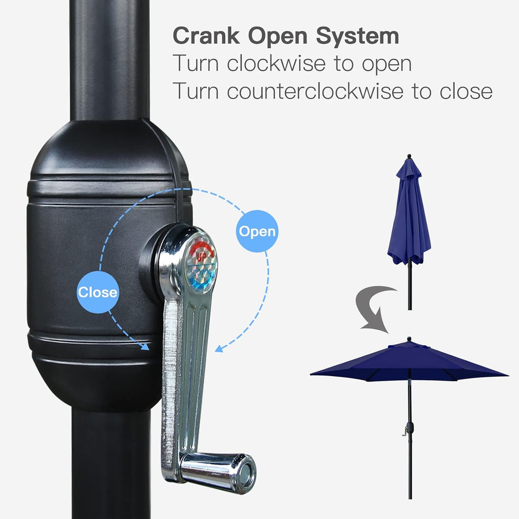 7.5' Patio Umbrella Outdoor Table Market Umbrella with Push Button Tilt/Crank, 6 Ribs (Navy Blue)
