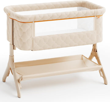 Bedside Bassinet for Baby, 3-in-1 Foldable Travel Bassinet with Wheels, Portable Baby Bassinet Adjustable Height
