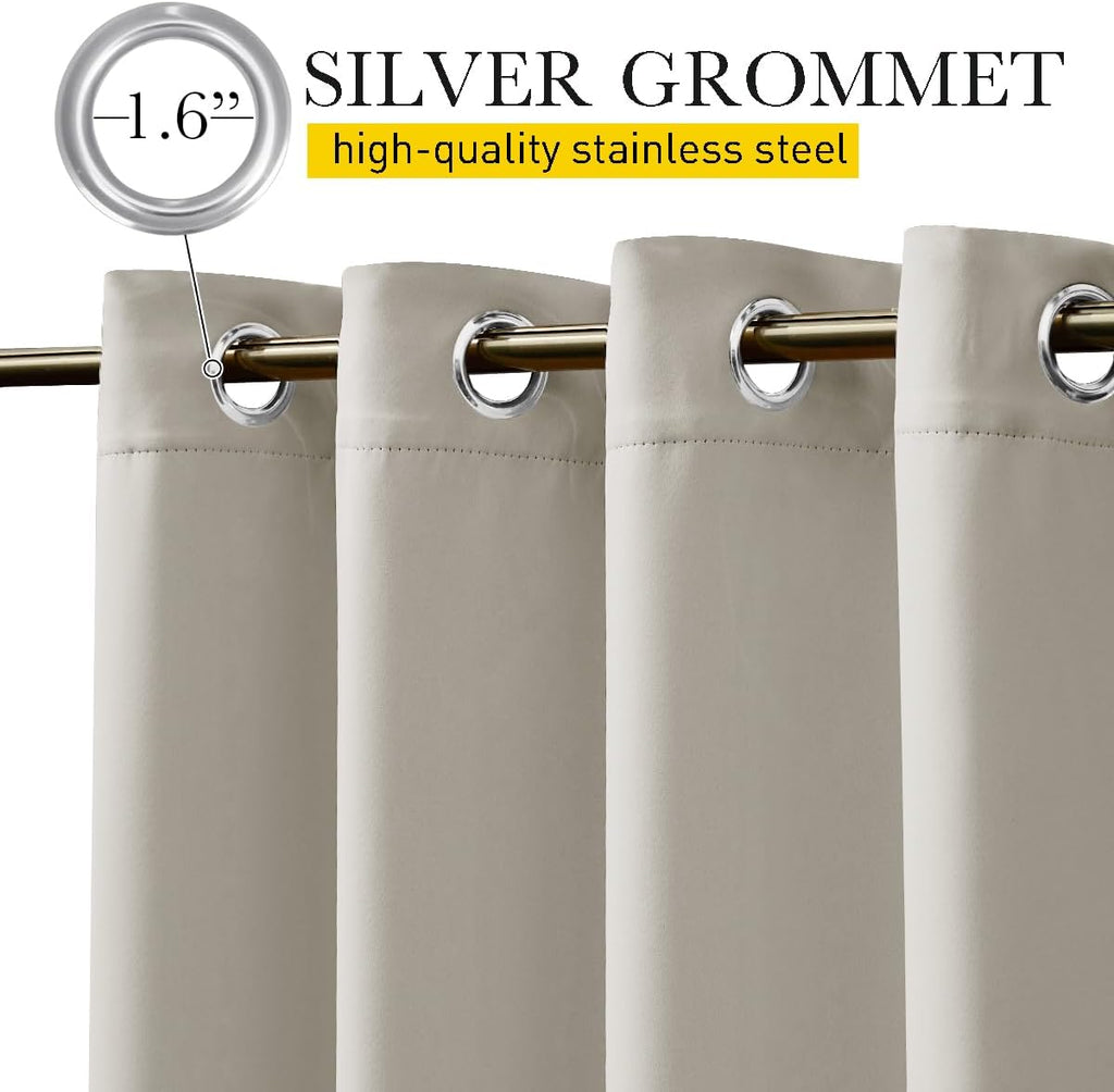 Windproof Outdoor Curtains Waterproof W84xL108 Natural | Premium Thick Privacy Weatherproof UV Block Drapes Grommet