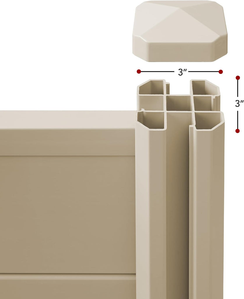48" x 48" Privacy Screen - Outdoor Vinyl Fence Panel Enclosure for AC/Trash Bins/Pool Equipment - Tan