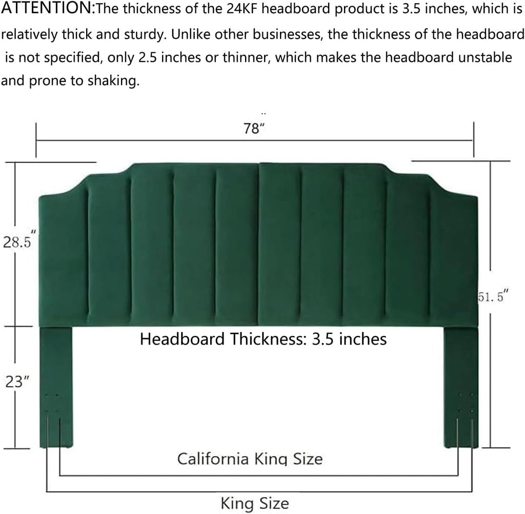 Jade Velvet Tufted King Upholstered Headboard