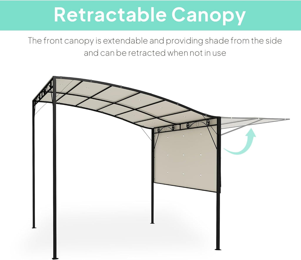 10' x 8' Outdoor Pergola and Patio Gazebo, Extendable Side A - Image 3