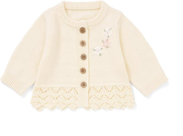 Baby Toddler Cotton Cardigan, Knit Clothes for Baby Girls