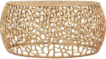Priya Collection Modern | Contemporary Solid Aluminum Round Coffee Table with Intricate Design, 35" W x 35" D x 16" H