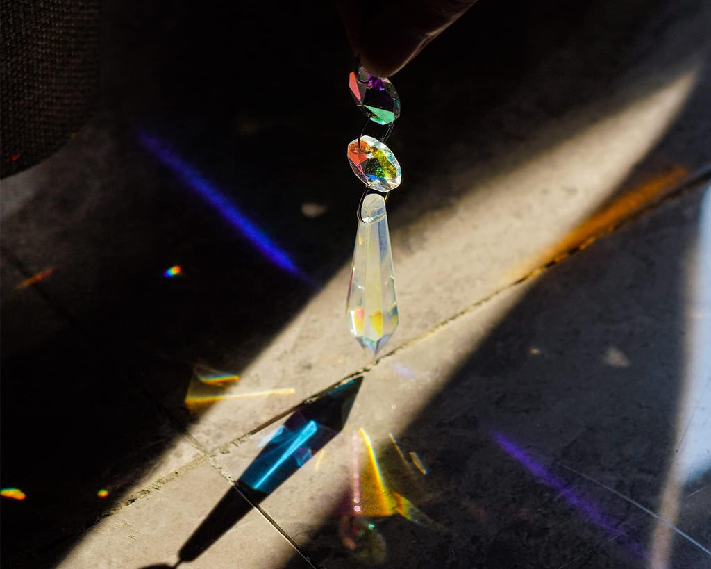 20 Pcs 55mm Aurora Crystal Icicle Prisms Chandelier Decor Sun Catchers - Aurora Crystal Icicle Prisms Pendants