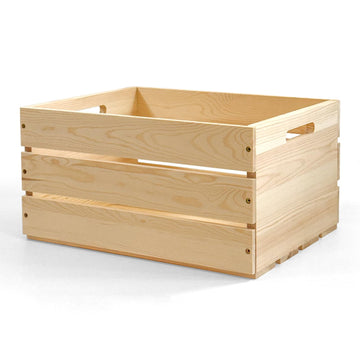Large Wooden Crates with Handles, Natural Solid Pine Wood Crates for Storage, Decor, Wooden Milk Crate for Farmhouse