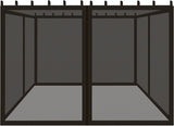 Replacement Gazebo Mosquito Netting 10x12FT, Universal Outdoor Pergola 4-Panel Patio Screen Walls with Zipper (Mosquito Netting ONLY, Black)