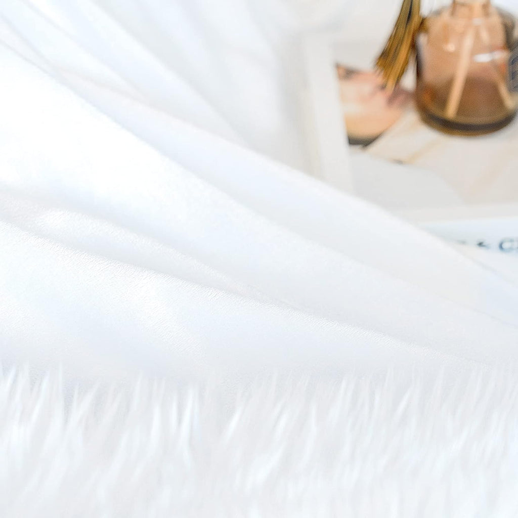 Extra 2.8" Long Hair Fluffy Faux Fur Throw Blanket 50" x 60", Luxury Soft Decorative Fuzzy Furry Blankets, Cozy Plush