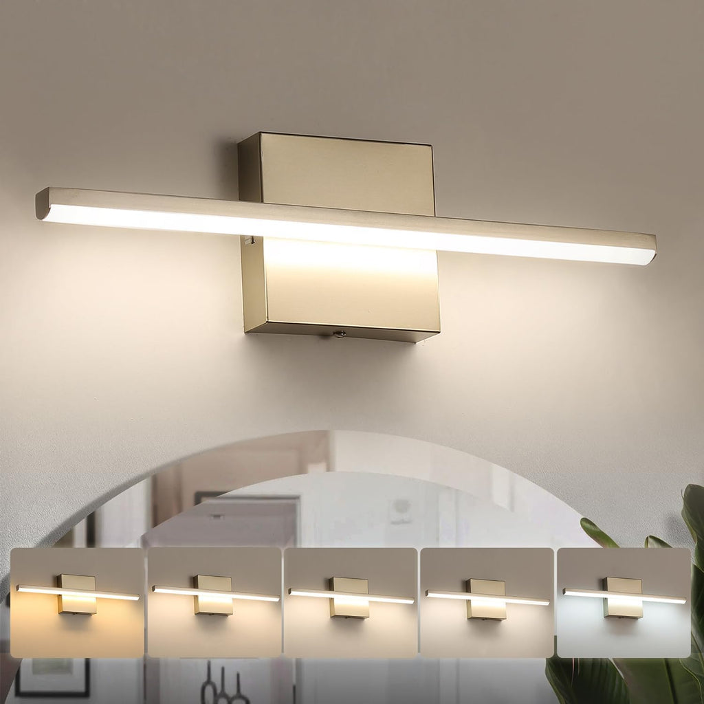 Bathroom Vanity Light 16 Inch, Dimmable 5CCT LED | 14W Brushed Nickel Bathroom Light Fixture Over Mirror, Wall Sconce
