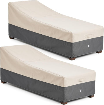 Extra Heavy Duty Patio Chaise Lounge Cover Waterproof 2 Pack - Lounge Chair Covers for Outdoor Pool Lounger and Patio