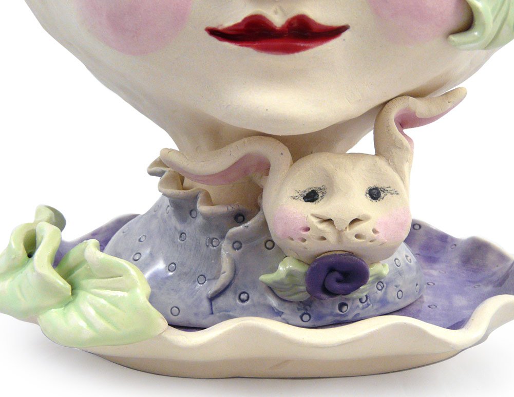 Victorian Lovelies Sculpted Indoor Head Planter: Bunny Rose Version