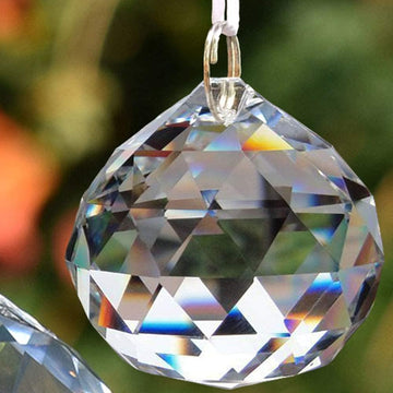 50mm Clear Crystal Ball Prisms Feng Shui Suncatcher Decorating Hanging Faceted Prism Balls + Hanging Kit