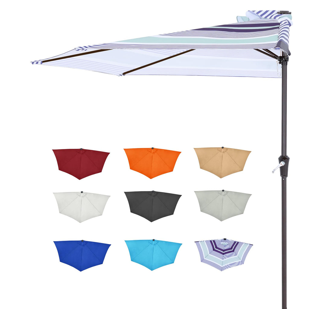 Patio Umbrella 10FT Outdoor Half Umbrella(Blue Purple Stripes)