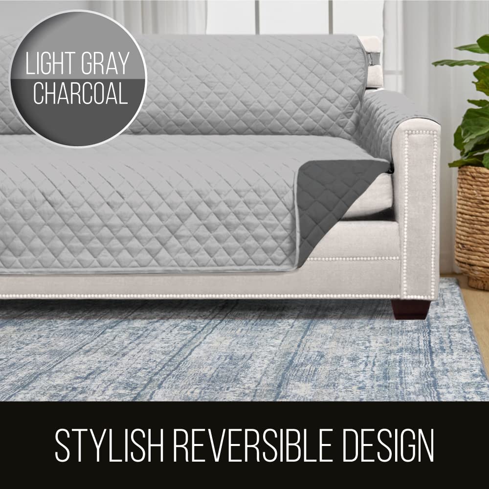 Couch Covers for Sofa with Strap, Loveseat, Light Gray Charcoal