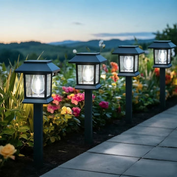Solar Lights Outdoor, 6 Pack 6000K Waterproof Auto On/Off Solar Pathway Lights for Garden, Landscape, Path, Yard