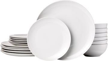 18-Piece Complete Kitchen Dinnerware Set, Microwave and Dishwasher Safe, Plates, Dishes, Bowls for Everyday Use