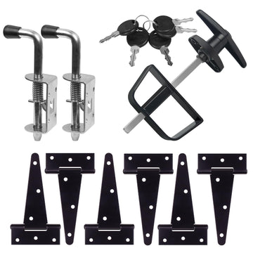 Door Hardware Kit - Complete Gate Set with Hinges, Latch, Lock & Handle for Your Shed Door