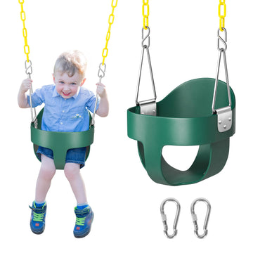 Toddler Swing, Baby Swing Outdoor -High Back Full Bucket Swing Set, 330lb Capacity, Safety Design, Plastic-Coated