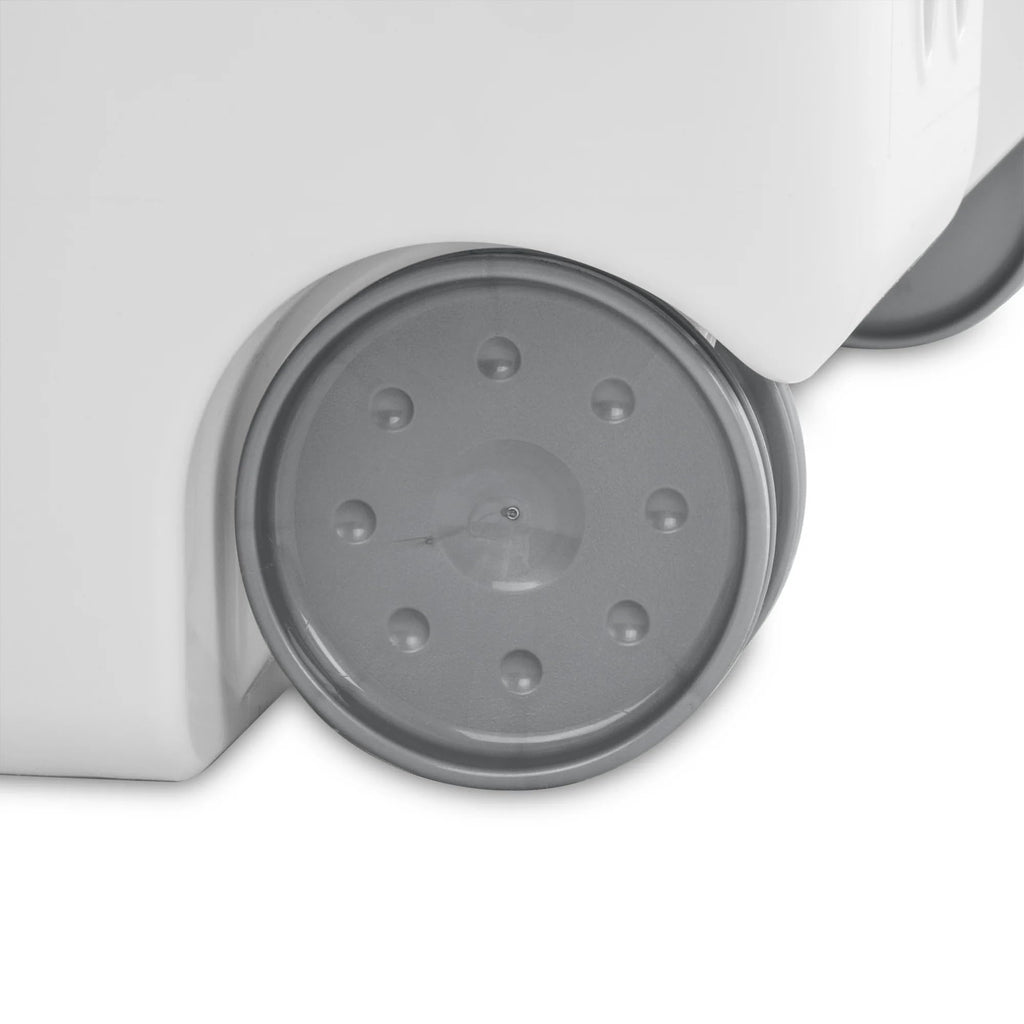 The White Wheeled Plastic Laundry Hamper - Adult-Sized Rolling Basket With Handles