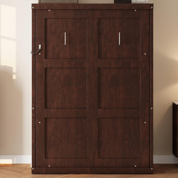 Twin Farmhouse Murphy Bed,Solid Wood Folding Vertical Murphy Wall Bed Cabinet for Bedroom Office,Space-Saving