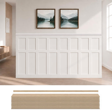 Board and Batten Wainscoting Panel Kit,MDF Premade Paintable Panel,54X96in