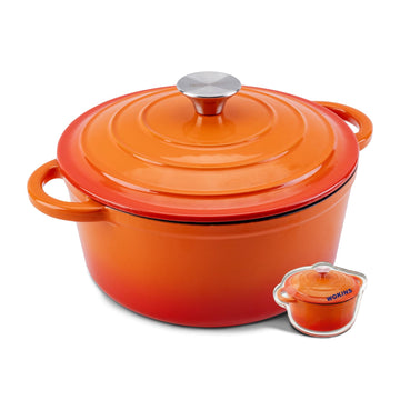 Enameled Cast Iron Round Dutch Oven -4QT Pot With Lid, Orange