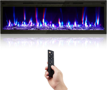 50 in Electric Fireplace Wall Mounted/Recessed with Remote Control