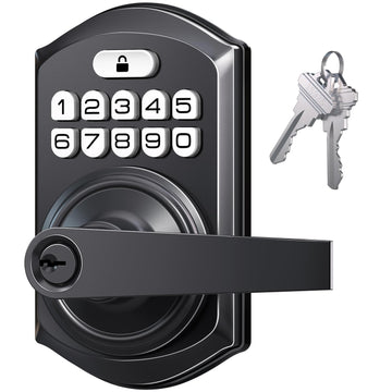 Keyless Entry Door Lock Handle with Keypad, Matte Black
