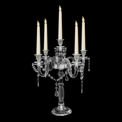 Acrylic Candelabra Centerpieces for Tables, 18.5in Tall 5 Arm Acrylic Candle Holder for Taper LED Candles, Clear